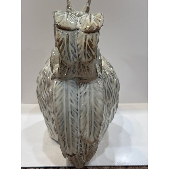 Stoneware Farmhouse Rooster Utensil Plant Holder Vase Distressed Cream & Tan - Picture 3 of 4